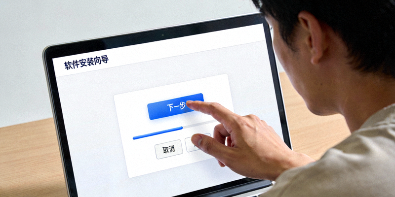 用户正在电脑上运行安装向导，点击下一步按钮