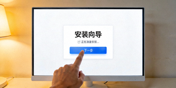 用户正在电脑上运行安装向导，点击下一步按钮